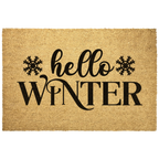 Hello Winter Coir Doormat – Snowflake Welcome Mat | Cozy Farmhouse Front Porch Décor | Rustic Holiday Entryway Rug