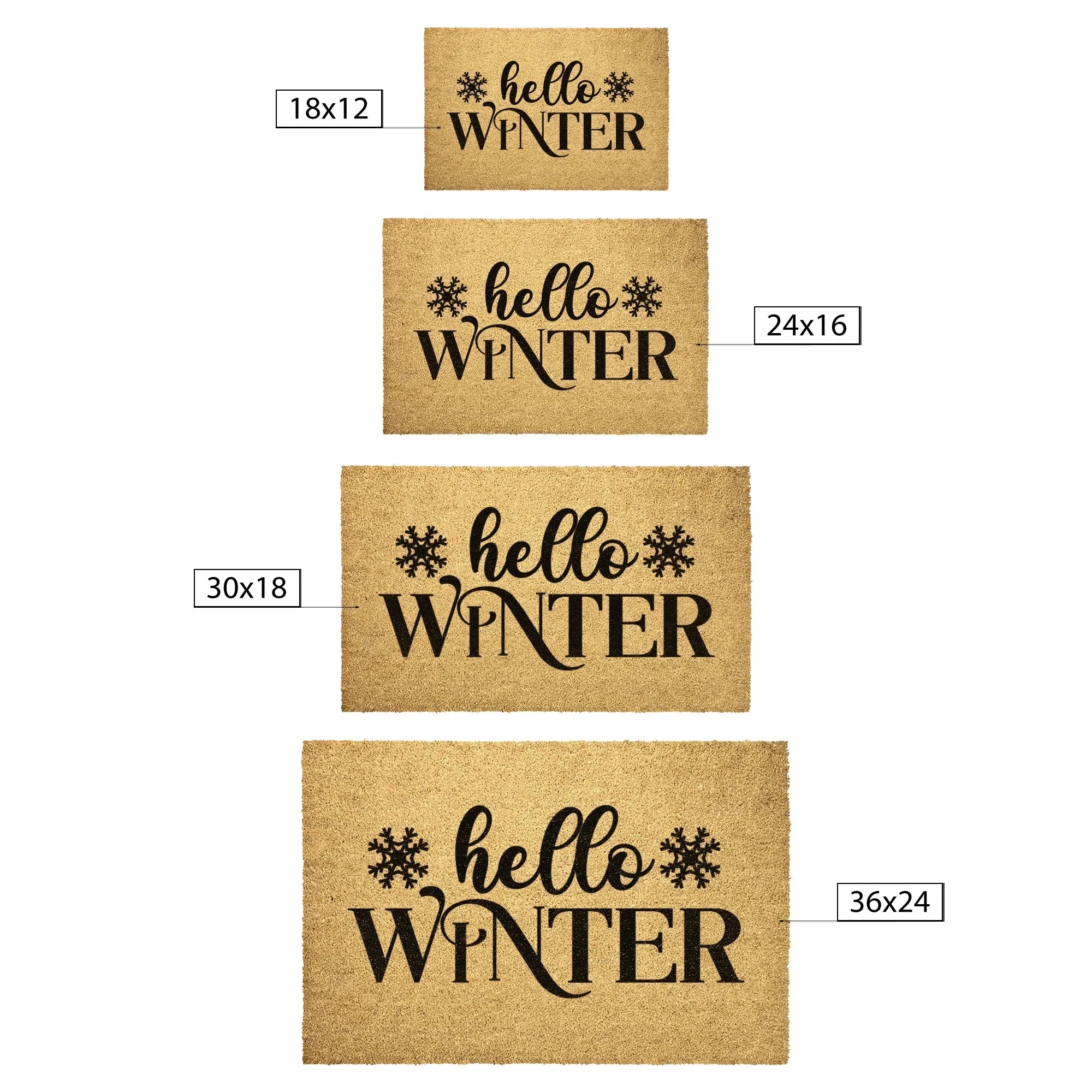 Hello Winter Coir Doormat – Snowflake Welcome Mat | Cozy Farmhouse Front Porch Décor | Rustic Holiday Entryway Rug