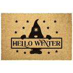 Hello Winter Gnome Doormat – Festive Coir Welcome Mat | Cute Scandinavian Holiday Porch Décor | Rustic Winter Entryway Rug