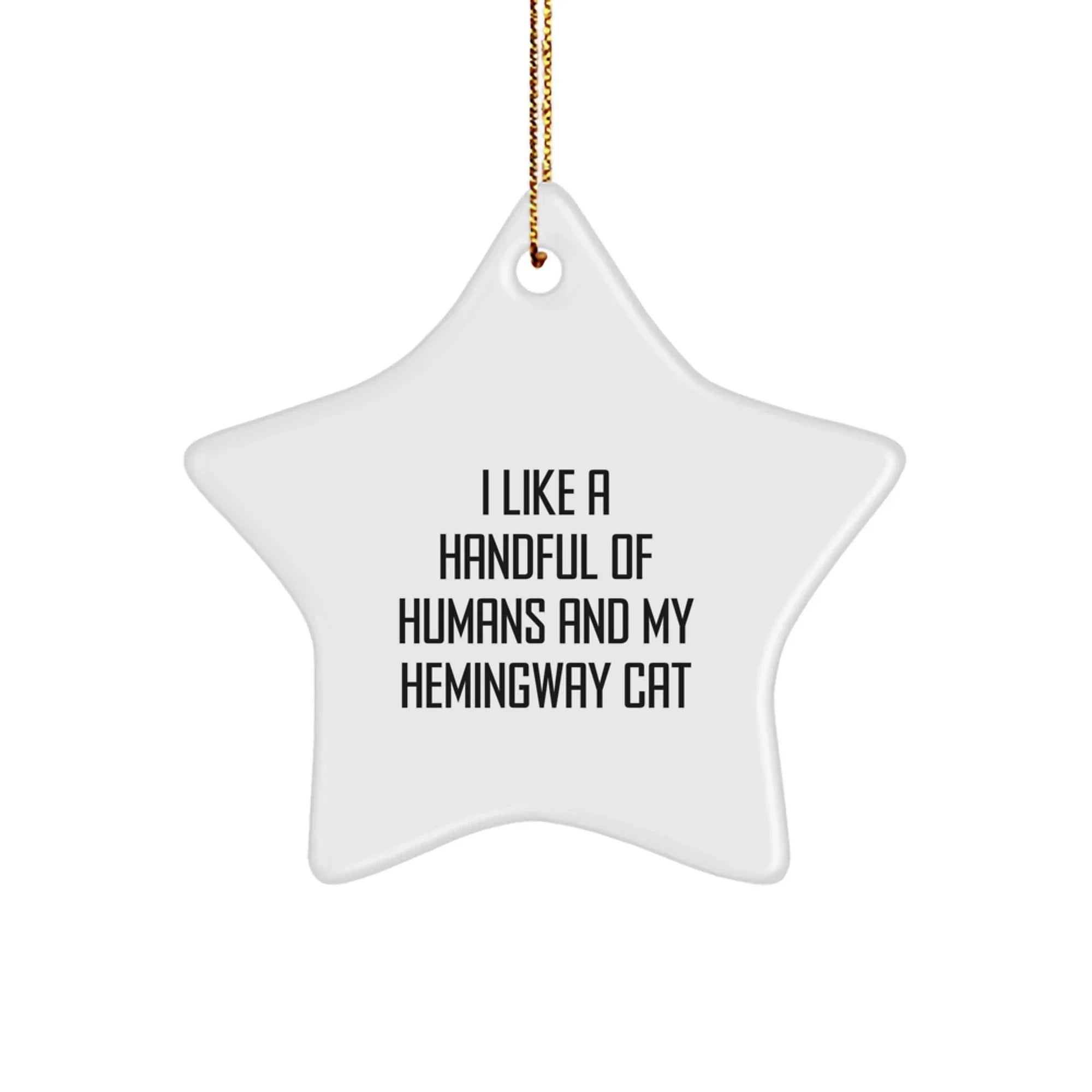 Hemingway Cat Lovers Gifts from Friends, Hemingway Cat Fun Star Ornament, White, Christmas Unique Gifts for Him, Her, Family