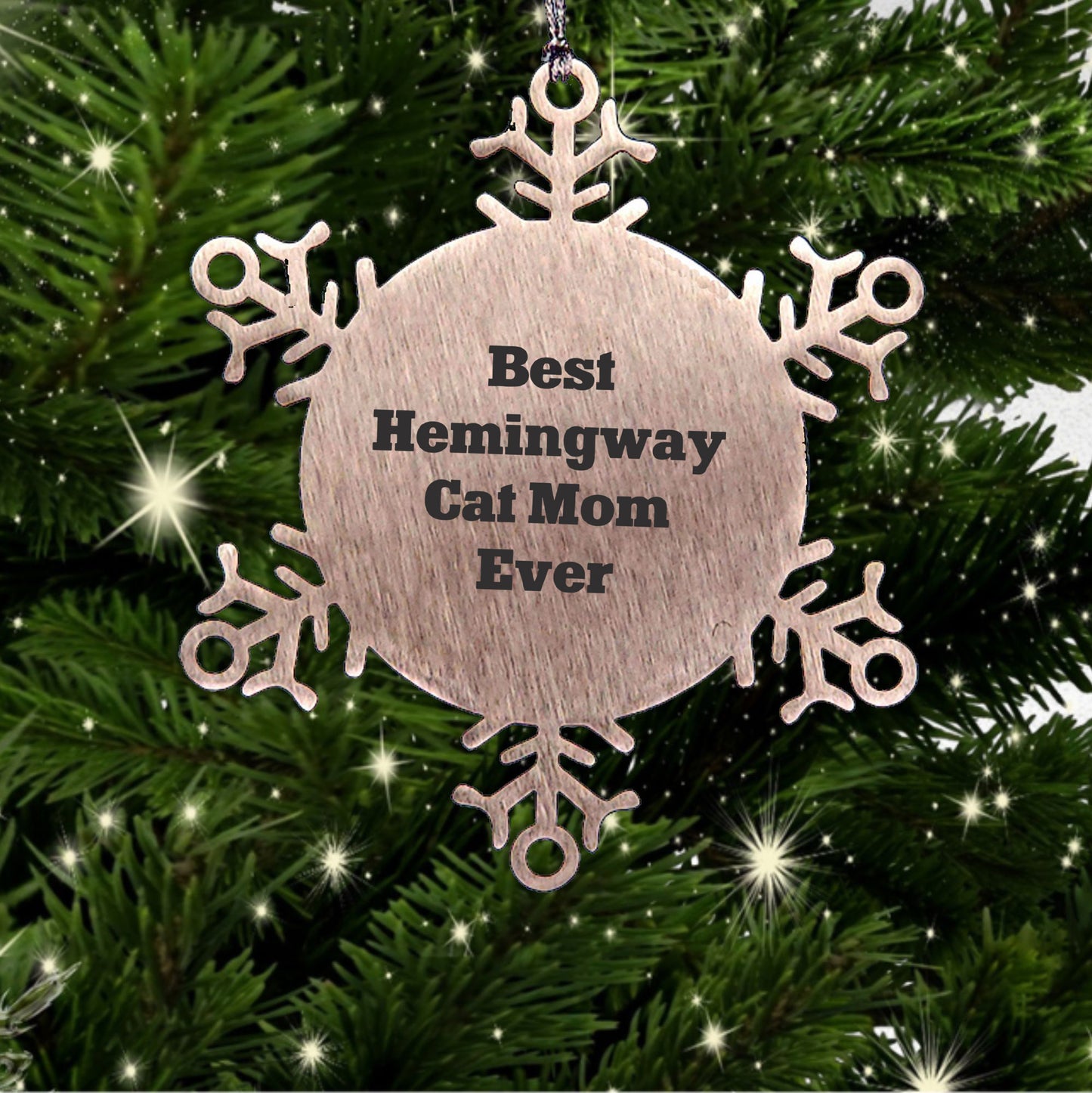 Hemingway Cat Mom Gifts, Snowflake Ornament, 'Best Hemingway Cat Mom Ever', Funny Christmas Unique Gifts from Women to Hemingway Cat Lovers, Gifts for Men, Snowflake Decorations