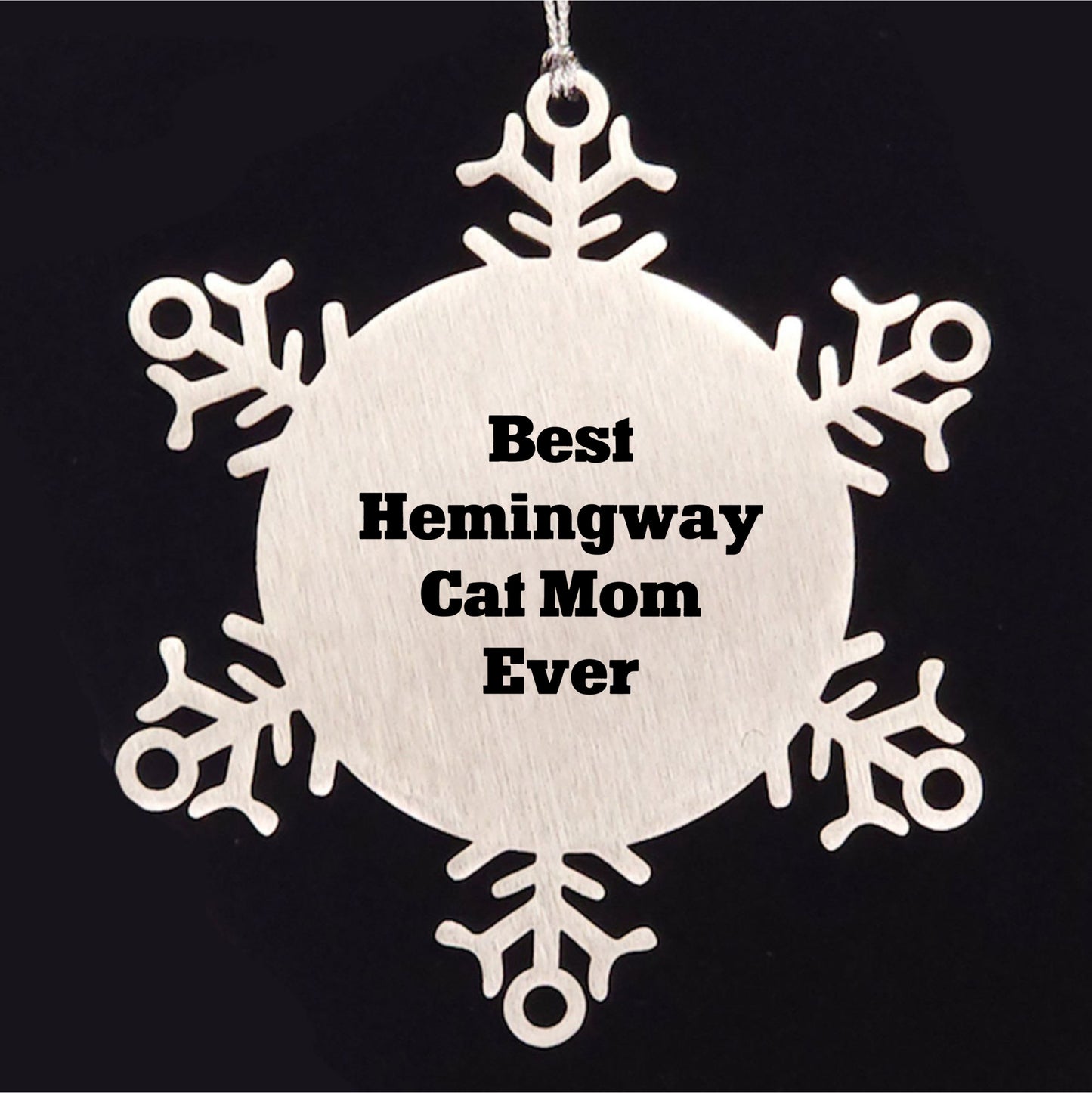 Hemingway Cat Mom Gifts, Snowflake Ornament, 'Best Hemingway Cat Mom Ever', Funny Christmas Unique Gifts from Women to Hemingway Cat Lovers, Gifts for Men, Snowflake Decorations