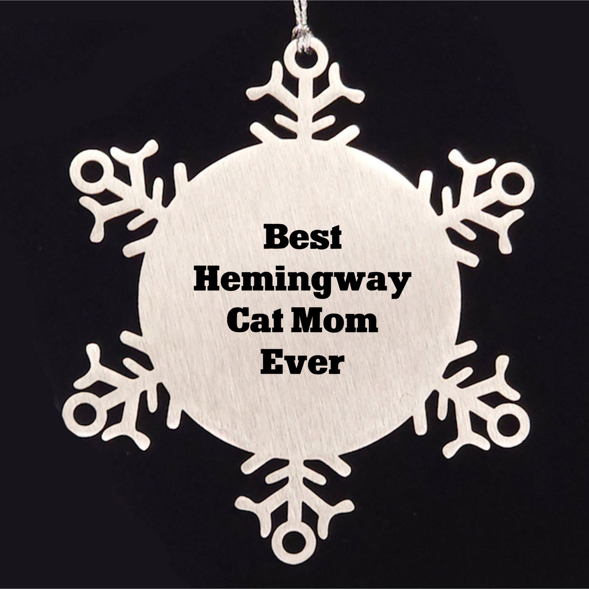 Hemingway Cat Mom Gifts, Snowflake Ornament, 'Best Hemingway Cat Mom Ever', Funny Christmas Unique Gifts from Women to Hemingway Cat Lovers, Gifts for Men, Snowflake Decorations