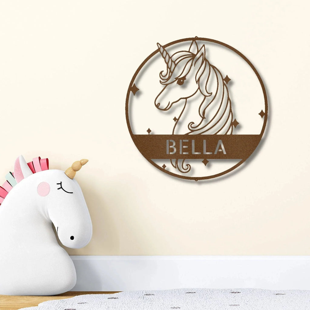 Unicorn Custom Name Metal Art Wall Sign