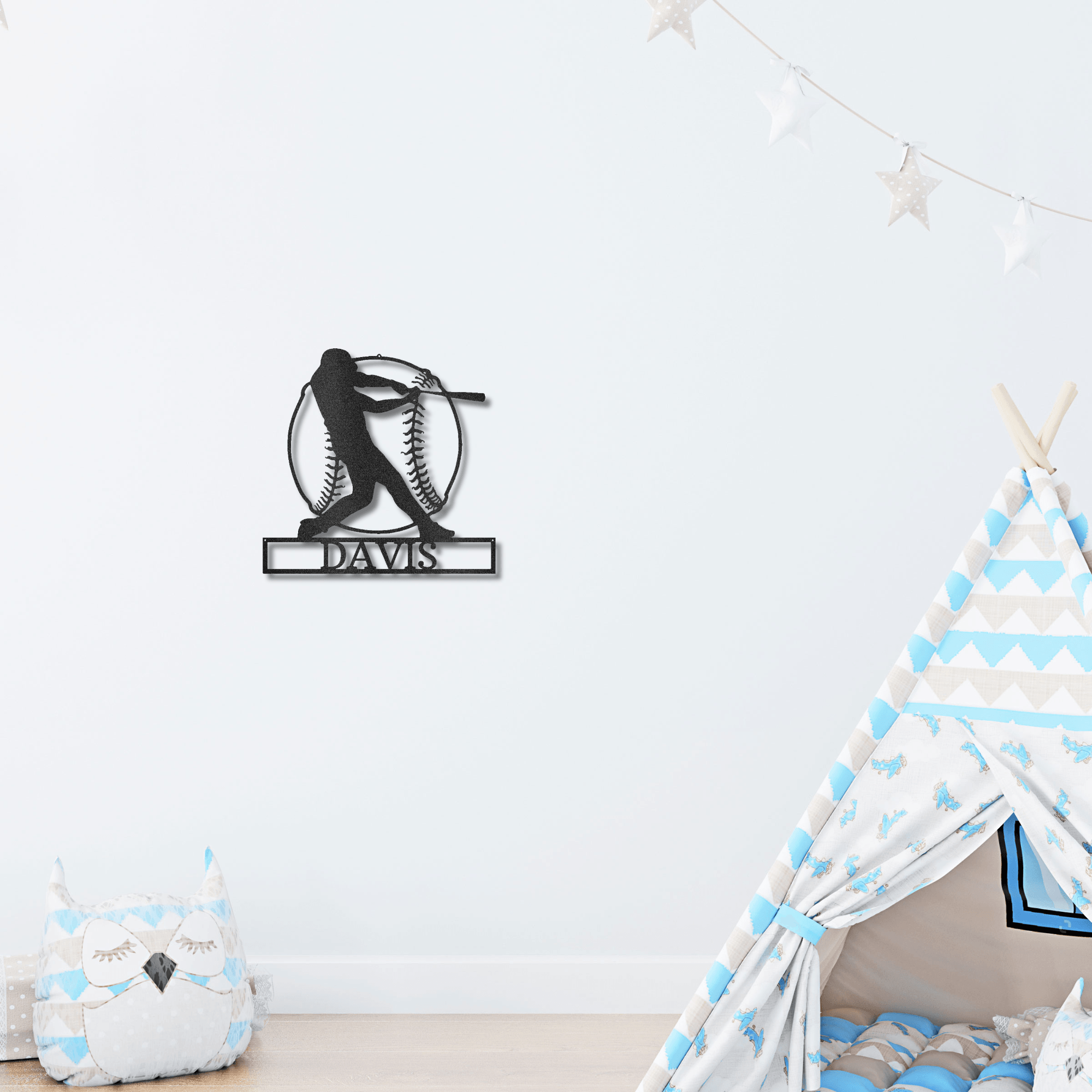 Baseball Batter Custom Name Metal Art Wall Sign - Mallard Moon Gift Shop