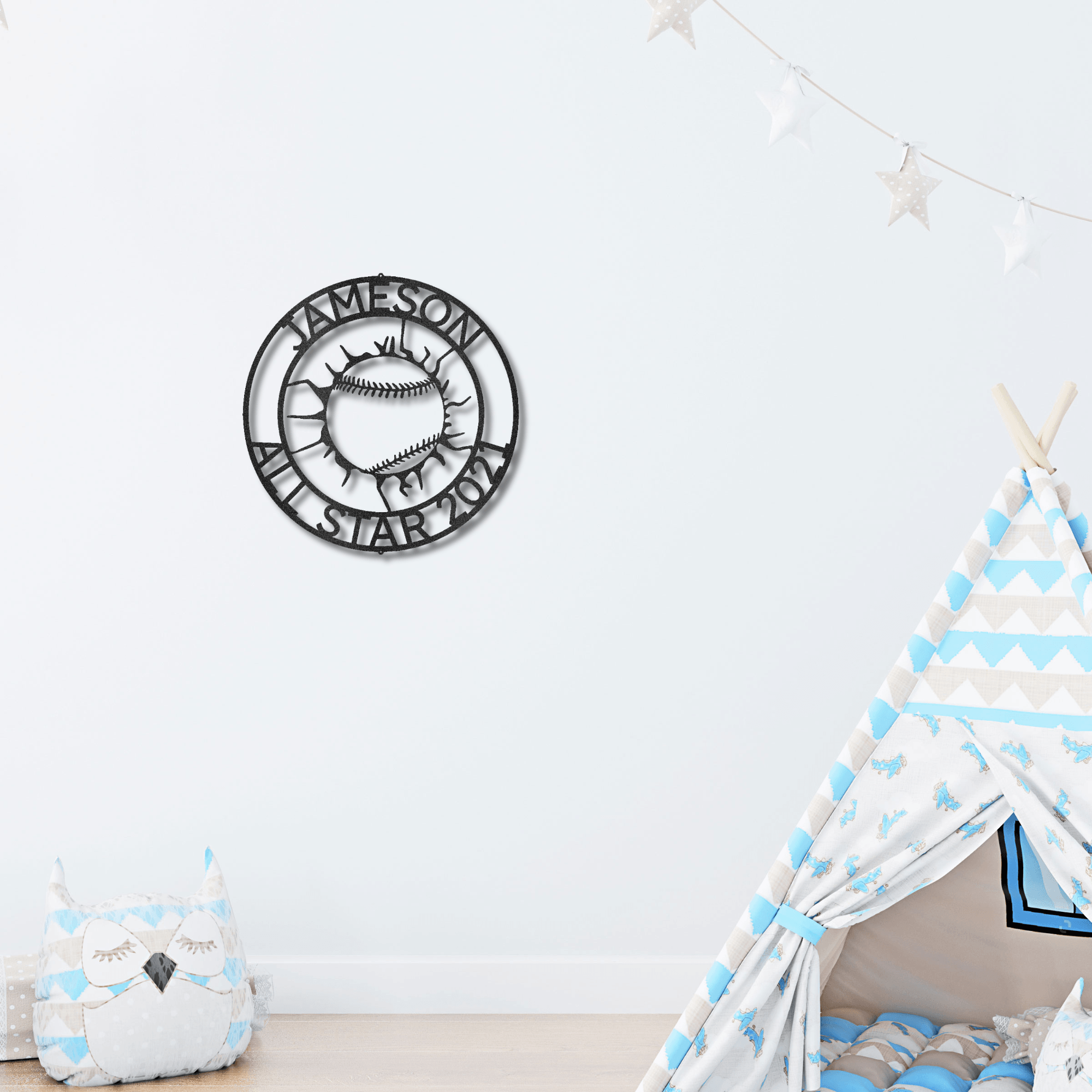 Baseball Custom Name Metal Art Wall Sign - Mallard Moon Gift Shop