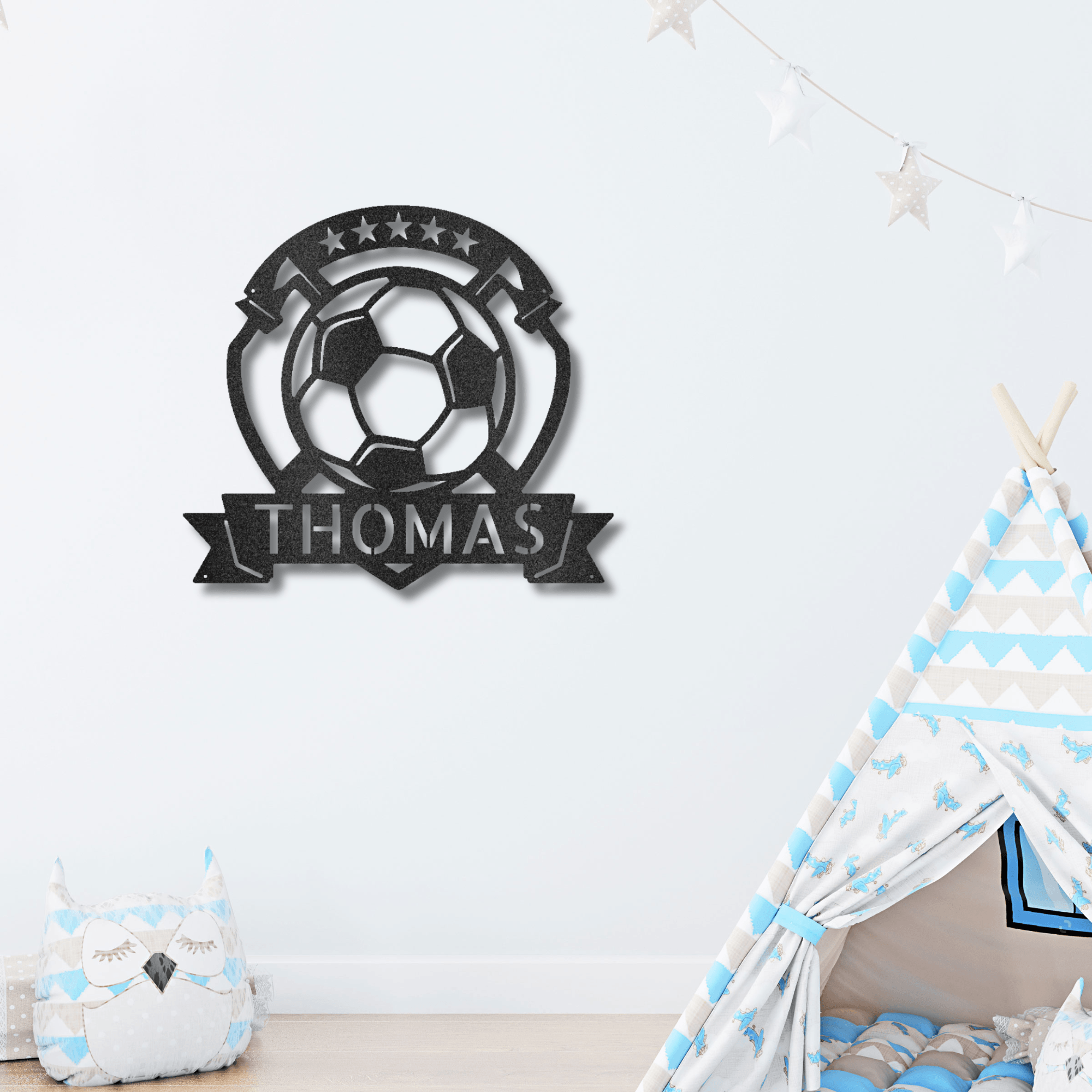 Soccer Plaque Custom Name Steel Wall Sign - Mallard Moon Gift Shop