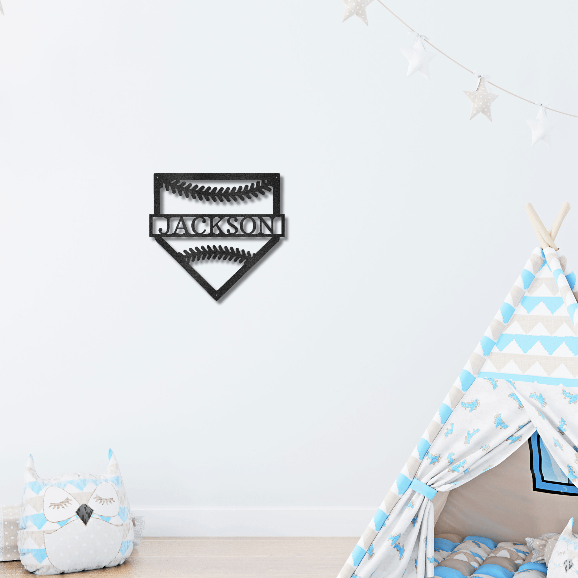 Baseball Home Plate Personalized Name Metal Art Wall Sign - Mallard Moon Gift Shop