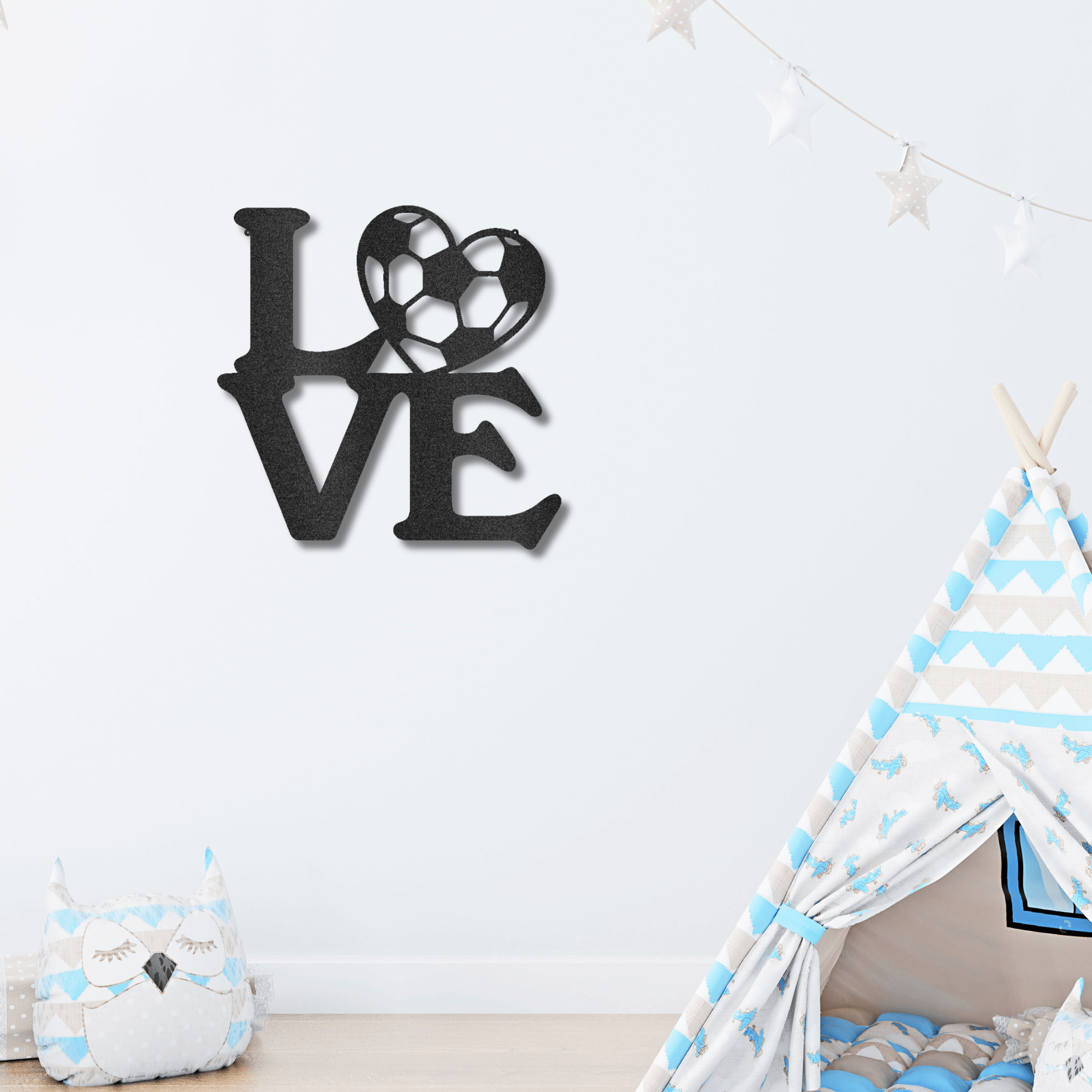 Soccer Love Steel Wall Sign Metal Art - Mallard Moon Gift Shop