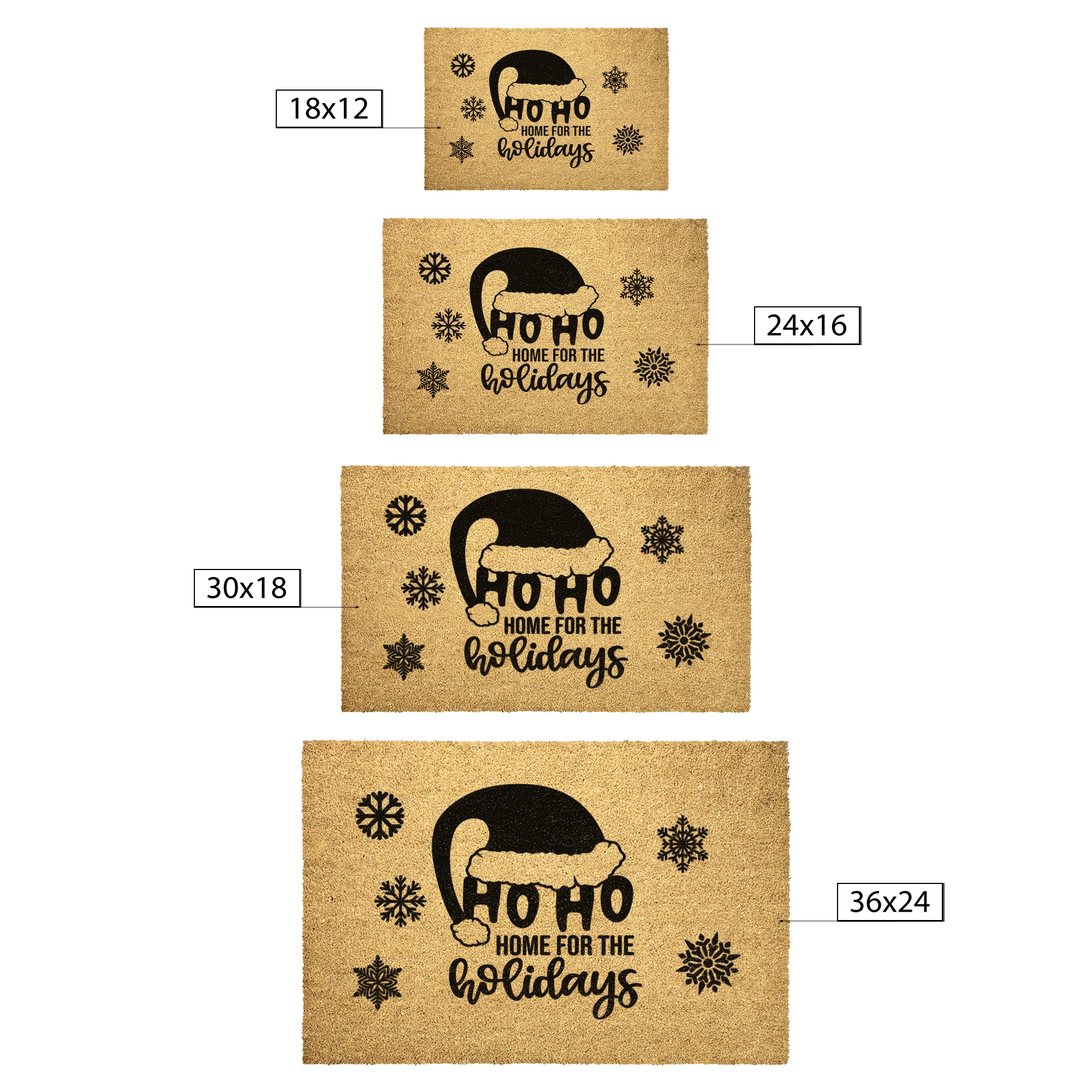 Ho Ho Home for the Holidays Christmas Doormat | Festive Santa Hat Coir Welcome Mat | Cozy Farmhouse Front Porch Décor