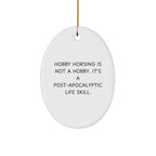 Hobby Horsing Christmas Oval Ornament with Inspirational Quote