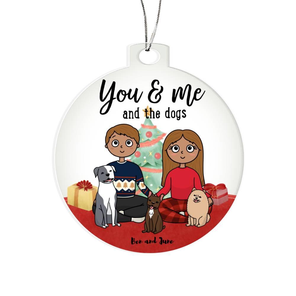 Holiday Portrait You and Me and the Dogs Acrylic Keepsake Ornament