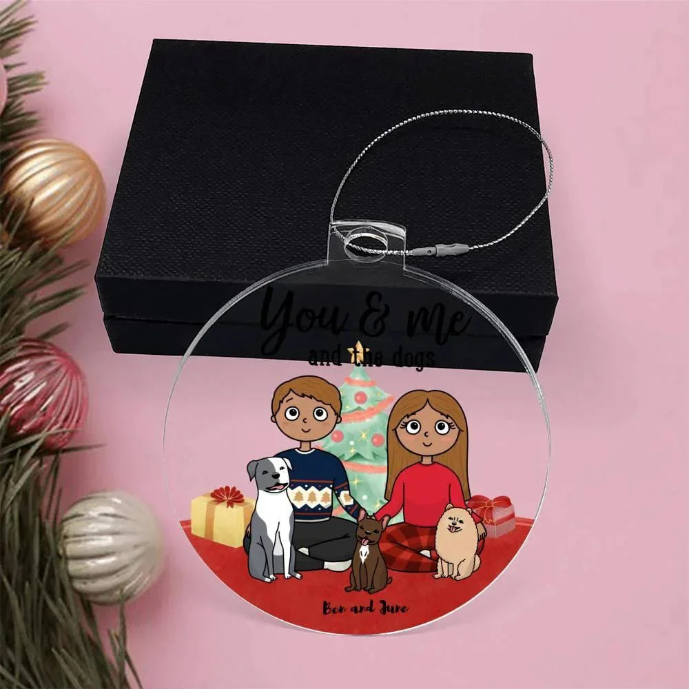 Holiday Portrait You and Me and the Dogs Acrylic Keepsake Ornament