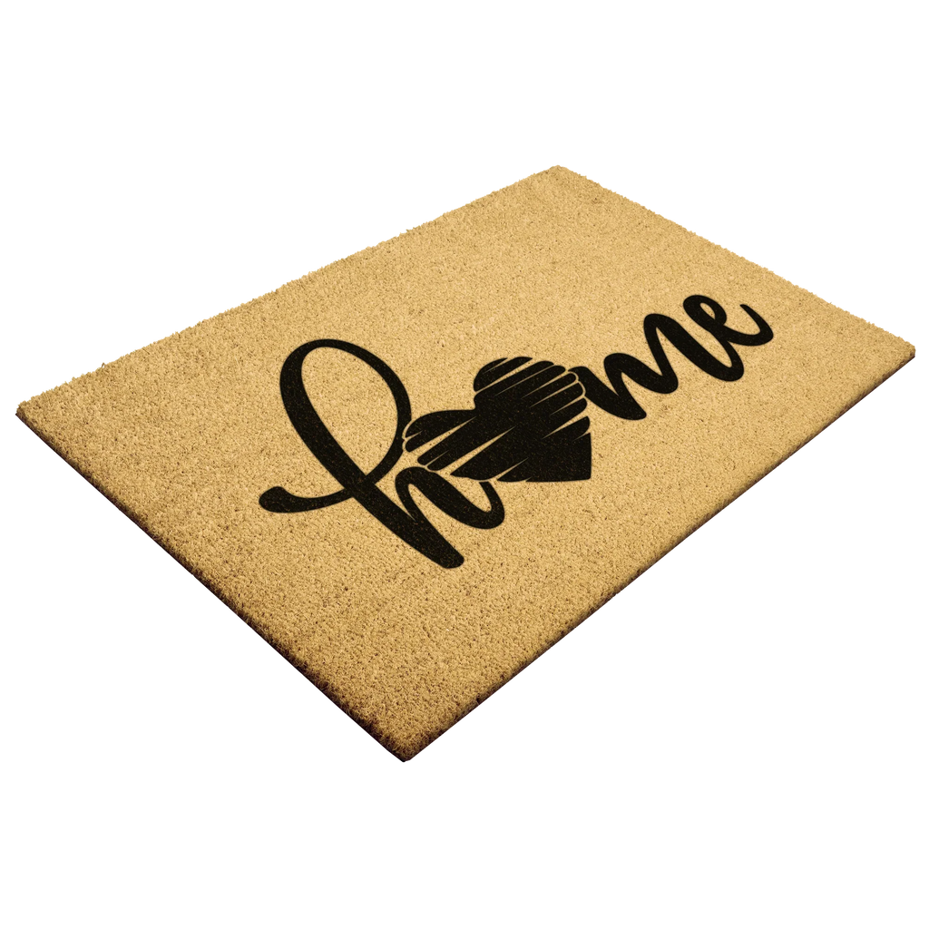 Home Heart Coir Doormat – Rustic Farmhouse Welcome Mat | Minimalist Entryway Décor | Everyday Porch Rug with Script Heart Design