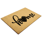 Home Heart Coir Doormat – Rustic Farmhouse Welcome Mat | Minimalist Entryway Décor | Everyday Porch Rug with Script Heart Design