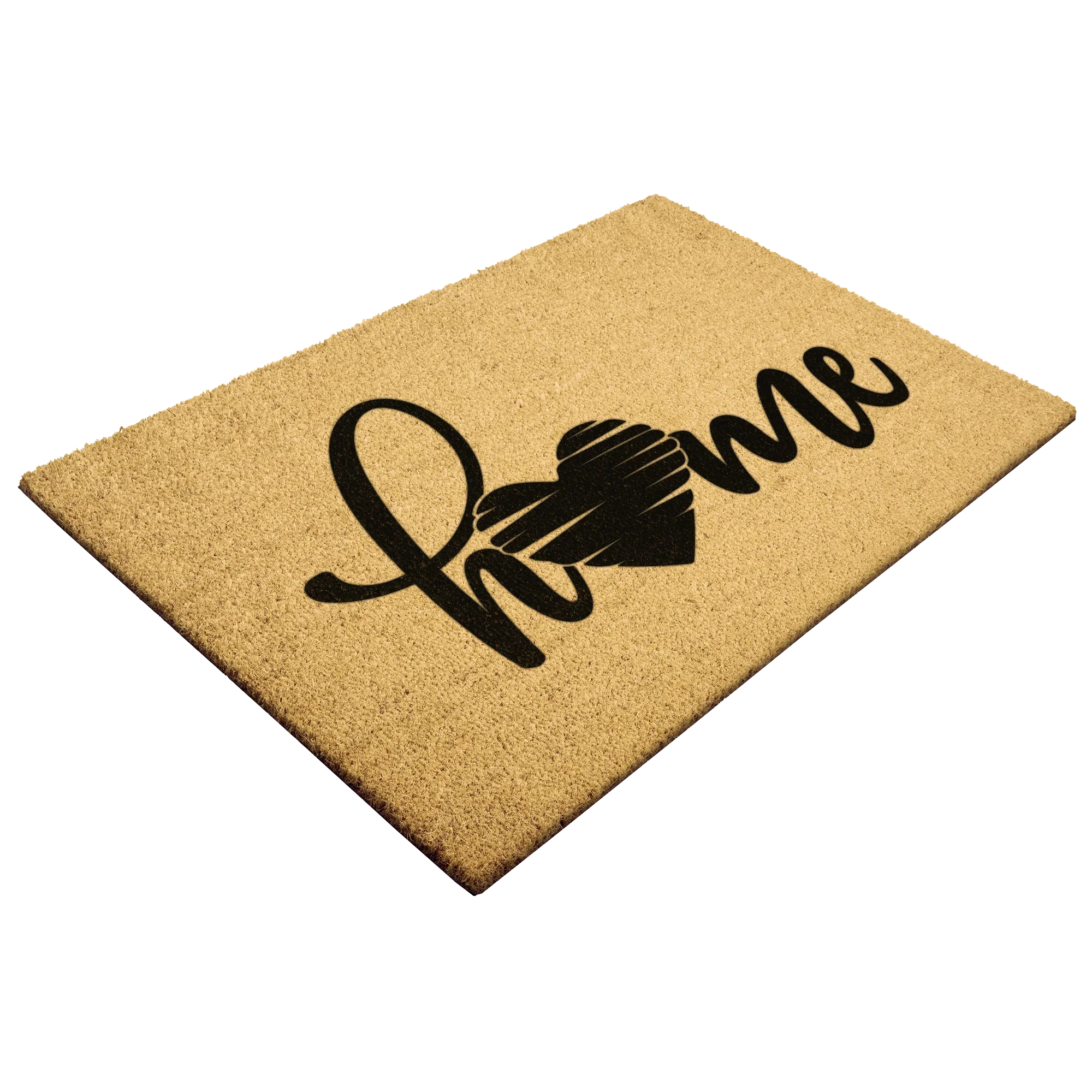 Home Heart Coir Doormat – Rustic Farmhouse Welcome Mat | Minimalist Entryway Décor | Everyday Porch Rug with Script Heart Design