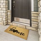 Home Heart Coir Doormat – Rustic Farmhouse Welcome Mat | Minimalist Entryway Décor | Everyday Porch Rug with Script Heart Design