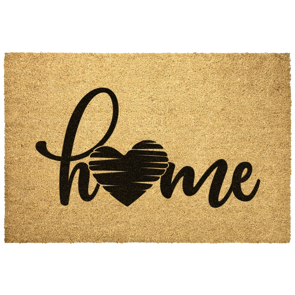 Home Heart Coir Doormat – Rustic Farmhouse Welcome Mat | Minimalist Entryway Décor | Everyday Porch Rug with Script Heart Design