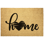 Home Heart Coir Doormat – Rustic Farmhouse Welcome Mat | Minimalist Entryway Décor | Everyday Porch Rug with Script Heart Design
