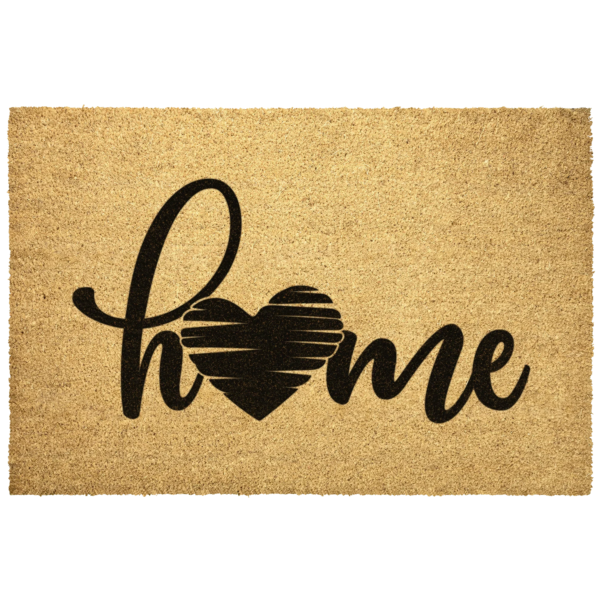Home Heart Coir Doormat – Rustic Farmhouse Welcome Mat | Minimalist Entryway Décor | Everyday Porch Rug with Script Heart Design