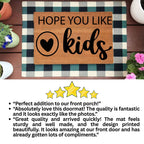 Funny Family Doormat – “Hope You Like Kids” | Coir Welcome Mat with Heart Design | Family Home Entryway Décor | Perfect Gift for Parents