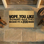 Funny Family Doormat – “Hope You Like Animals and Kids Because It’s a Zoo Inside” | Coir Welcome Mat for Busy Homes | Pet & Kid Lover Porch Décor