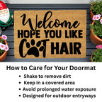 Funny Cat Lover Doormat – “Welcome Hope You Like Cat Hair” | Coir Welcome Mat with Paw Print | Gift for Cat Owners, Pet Homes & Crazy Cat Moms