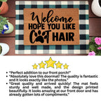 Funny Cat Lover Doormat – “Welcome Hope You Like Cat Hair” | Coir Welcome Mat with Paw Print | Gift for Cat Owners, Pet Homes & Crazy Cat Moms
