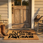 Funny Dog Lover Doormat – “Welcome Hope You Like Dog Hair” | Coir Welcome Mat with Paw Print | Gift for Dog Owners, Pet Homes & Dog Moms