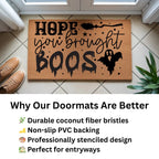 Hope You Brought Boos Halloween Coir Doormat – Funny Ghost and Witch Themed Entryway Mat | Spooky Front Porch Decor | Trick or Treat Welcome Mat