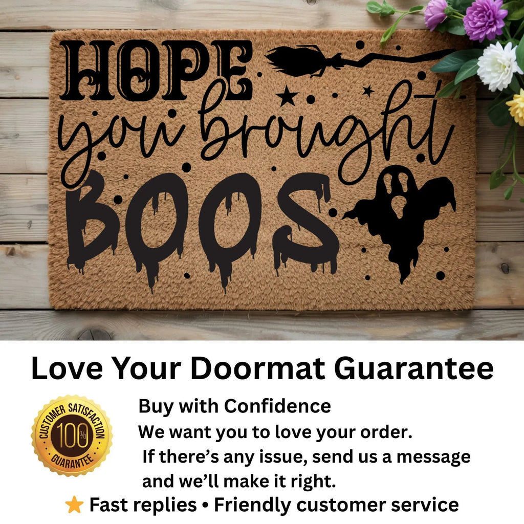 Hope You Brought Boos Halloween Coir Doormat – Funny Ghost and Witch Themed Entryway Mat | Spooky Front Porch Decor | Trick or Treat Welcome Mat