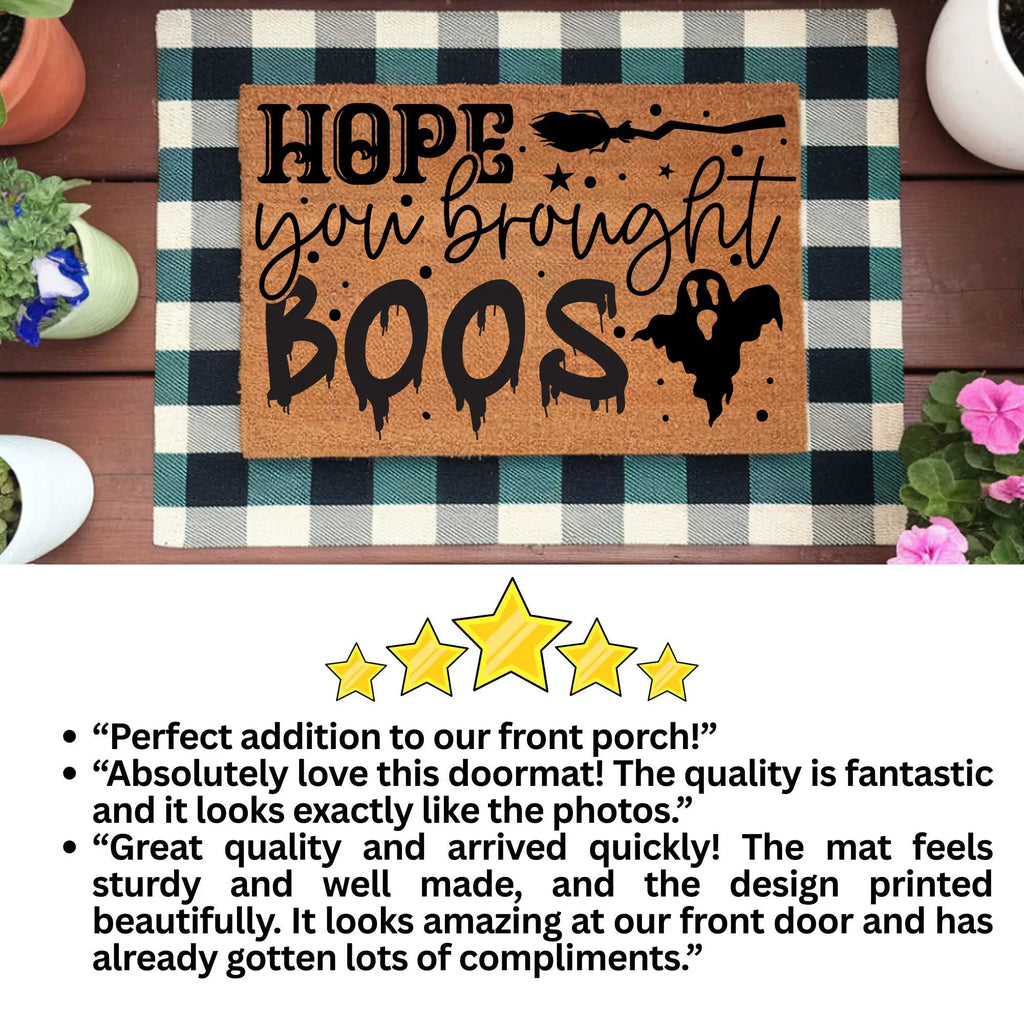 Hope You Brought Boos Halloween Coir Doormat – Funny Ghost and Witch Themed Entryway Mat | Spooky Front Porch Decor | Trick or Treat Welcome Mat