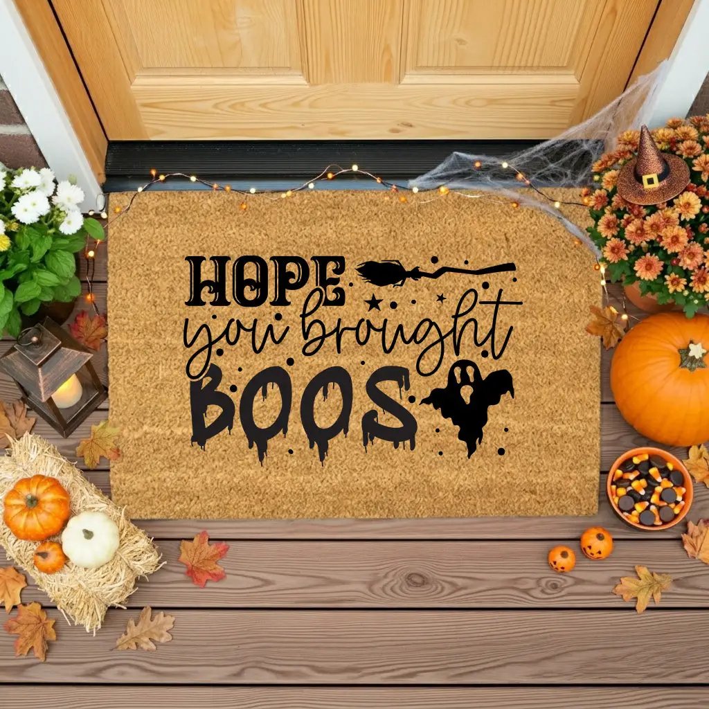 Hope You Brought Boos Halloween Coir Doormat – Funny Ghost and Witch Themed Entryway Mat | Spooky Front Porch Decor | Trick or Treat Welcome Mat