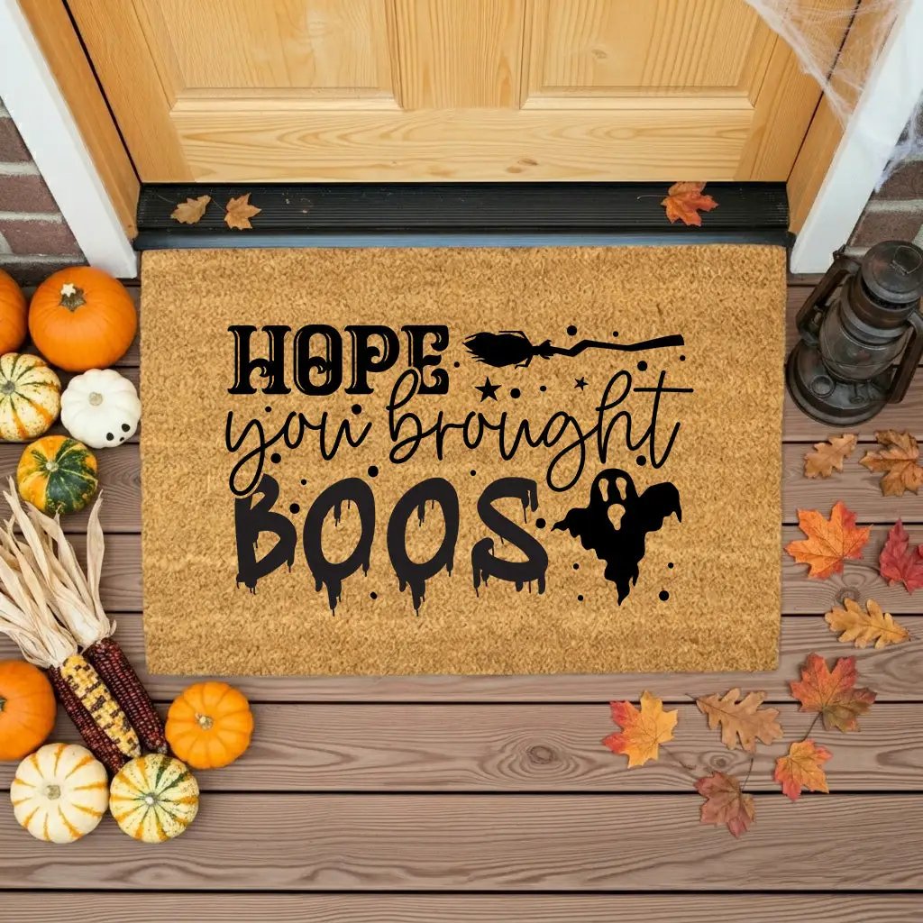 Hope You Brought Boos Halloween Coir Doormat – Funny Ghost and Witch Themed Entryway Mat | Spooky Front Porch Decor | Trick or Treat Welcome Mat