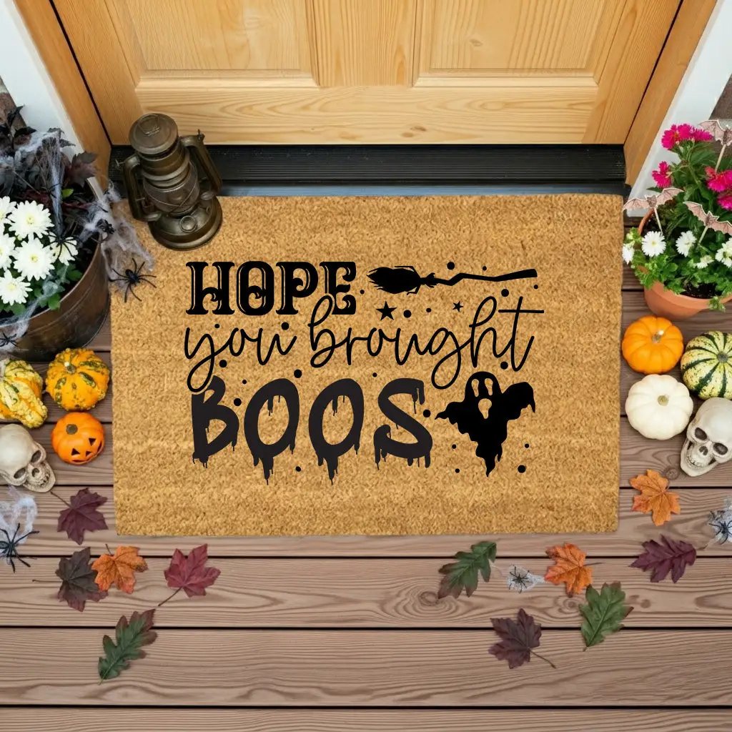 Hope You Brought Boos Halloween Coir Doormat – Funny Ghost and Witch Themed Entryway Mat | Spooky Front Porch Decor | Trick or Treat Welcome Mat