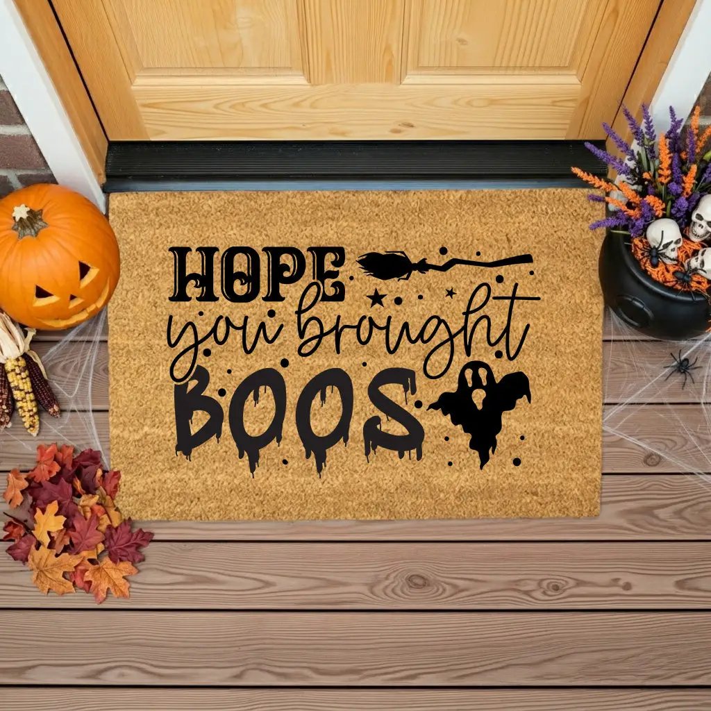 Hope You Brought Boos Halloween Coir Doormat – Funny Ghost and Witch Themed Entryway Mat | Spooky Front Porch Decor | Trick or Treat Welcome Mat