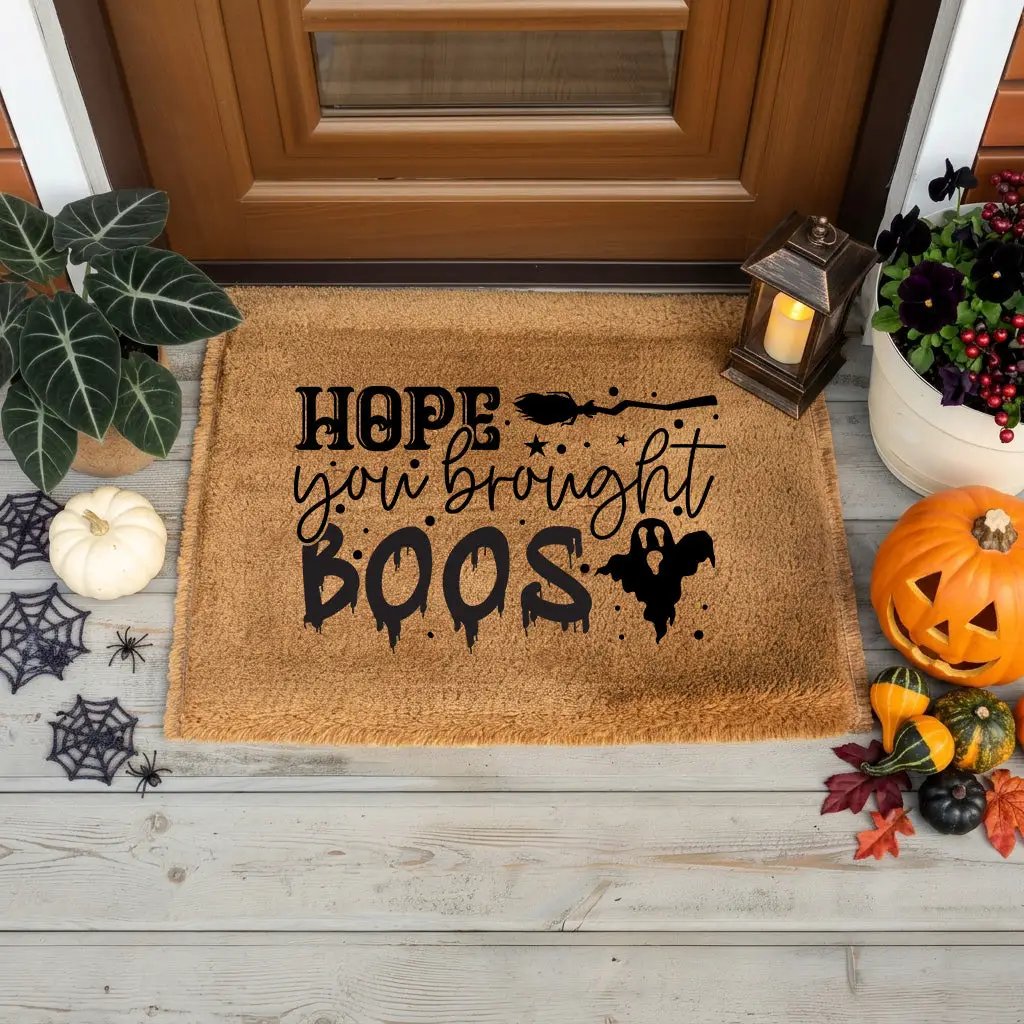 Hope You Brought Boos Halloween Coir Doormat – Funny Ghost and Witch Themed Entryway Mat | Spooky Front Porch Decor | Trick or Treat Welcome Mat