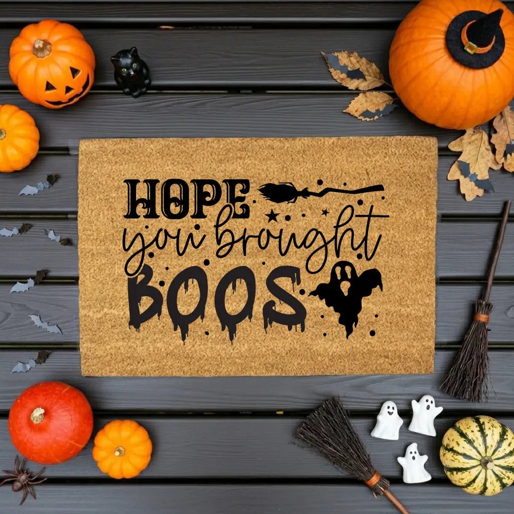 Hope You Brought Boos Halloween Coir Doormat – Funny Ghost and Witch Themed Entryway Mat | Spooky Front Porch Decor | Trick or Treat Welcome Mat