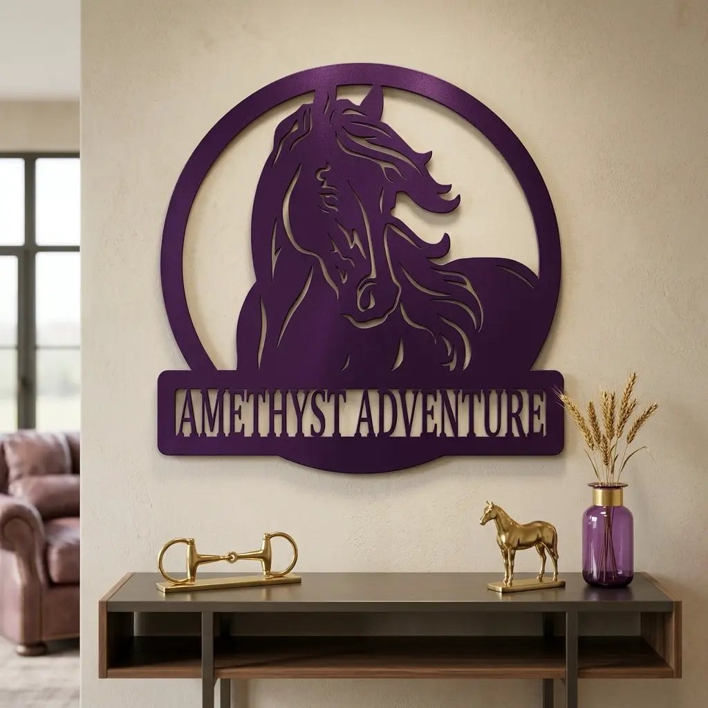 Personalized Horse Metal Wall Art | Custom Horse Name Sign | Equestrian Metal Wall Decor | Horse Lover Gift | Made in USA