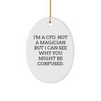Humorous CFO Gifts Oval Ornament, 'I'm A CFO Not A Magician But...' Funny Quote, Christmas Unique Gifts from Friends, Coworkers, Family