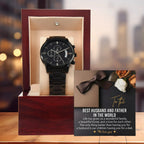 To the Best Husband and Father Life Has Given Us a Wonderful Family Black Chronograph Watch