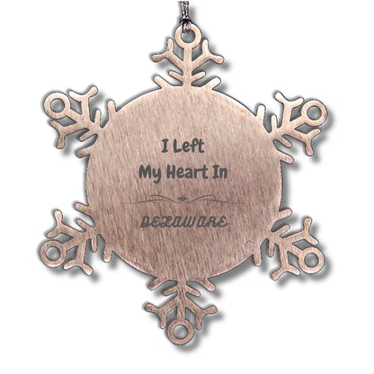 I Left My Heart In Delaware Gifts, Meaningful Delaware State Snowflake Ornament for Delaware People - Mallard Moon Gift Shop