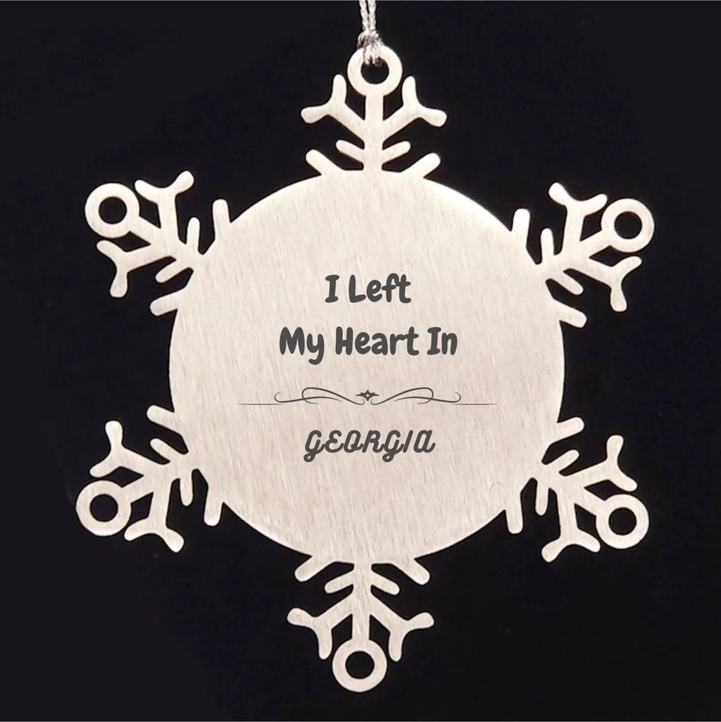 I Left My Heart In Georgia Gifts, Meaningful Georgia State for Friends, Men, Women. Snowflake Ornament for Georgia People