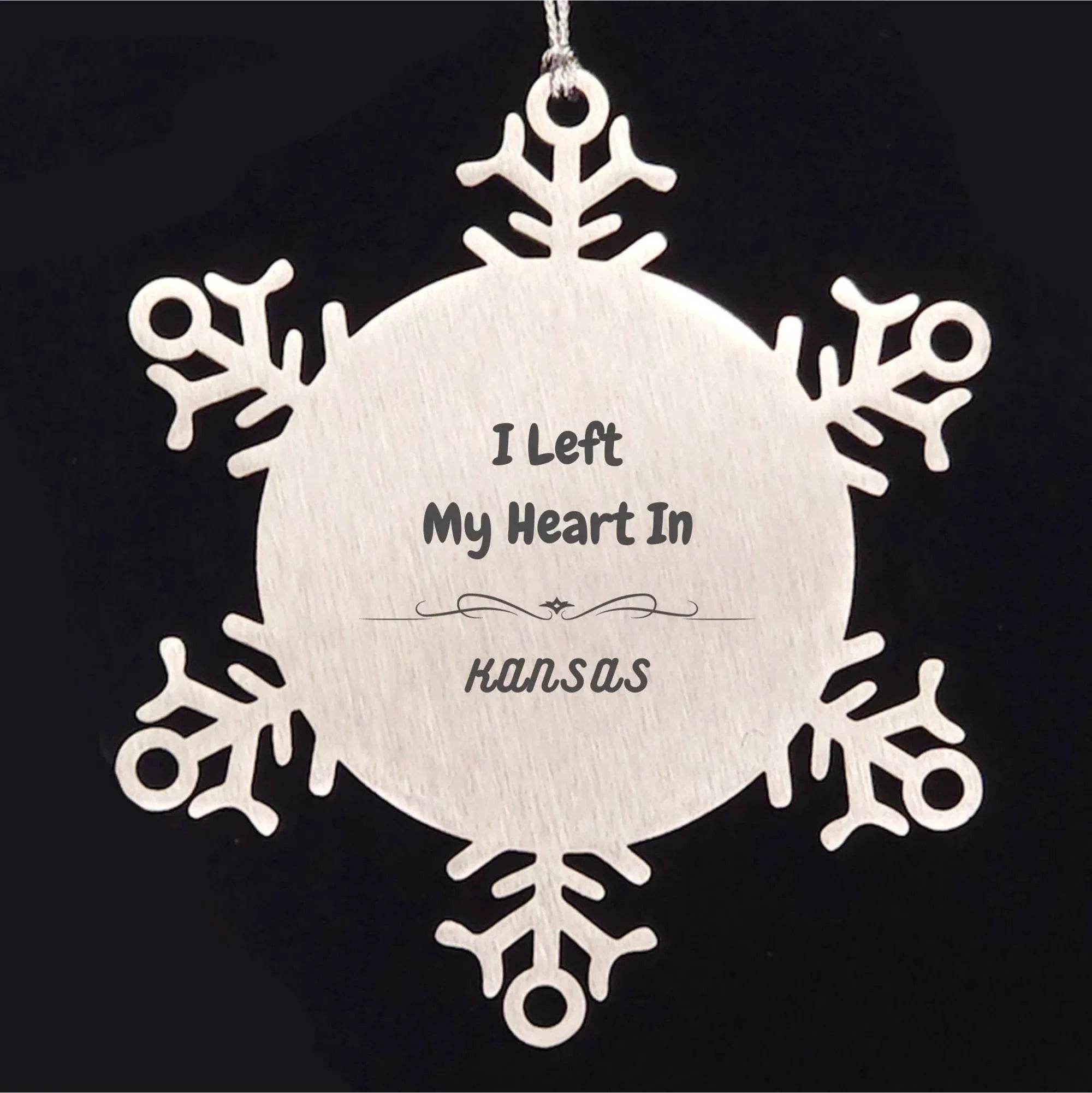 I Left My Heart In Kansas Gifts, Meaningful Kansas State Snowflake Ornament