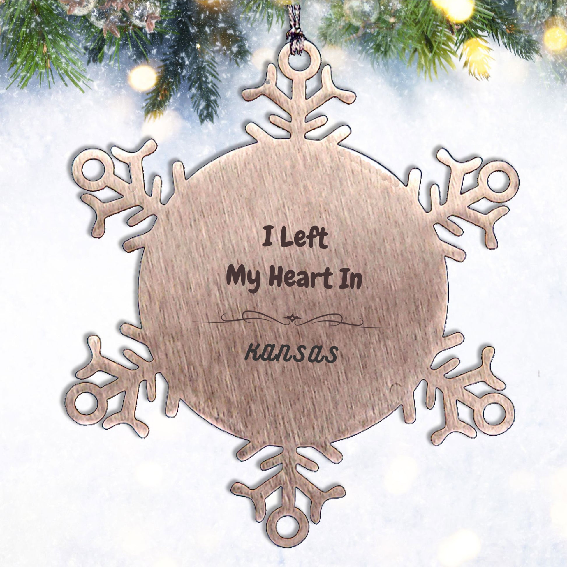 I Left My Heart In Kansas Gifts, Meaningful Kansas State Snowflake Ornament