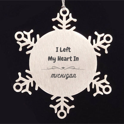 I Left My Heart In Michigan Gifts, Meaningful Michigan State Snowflake Ornament