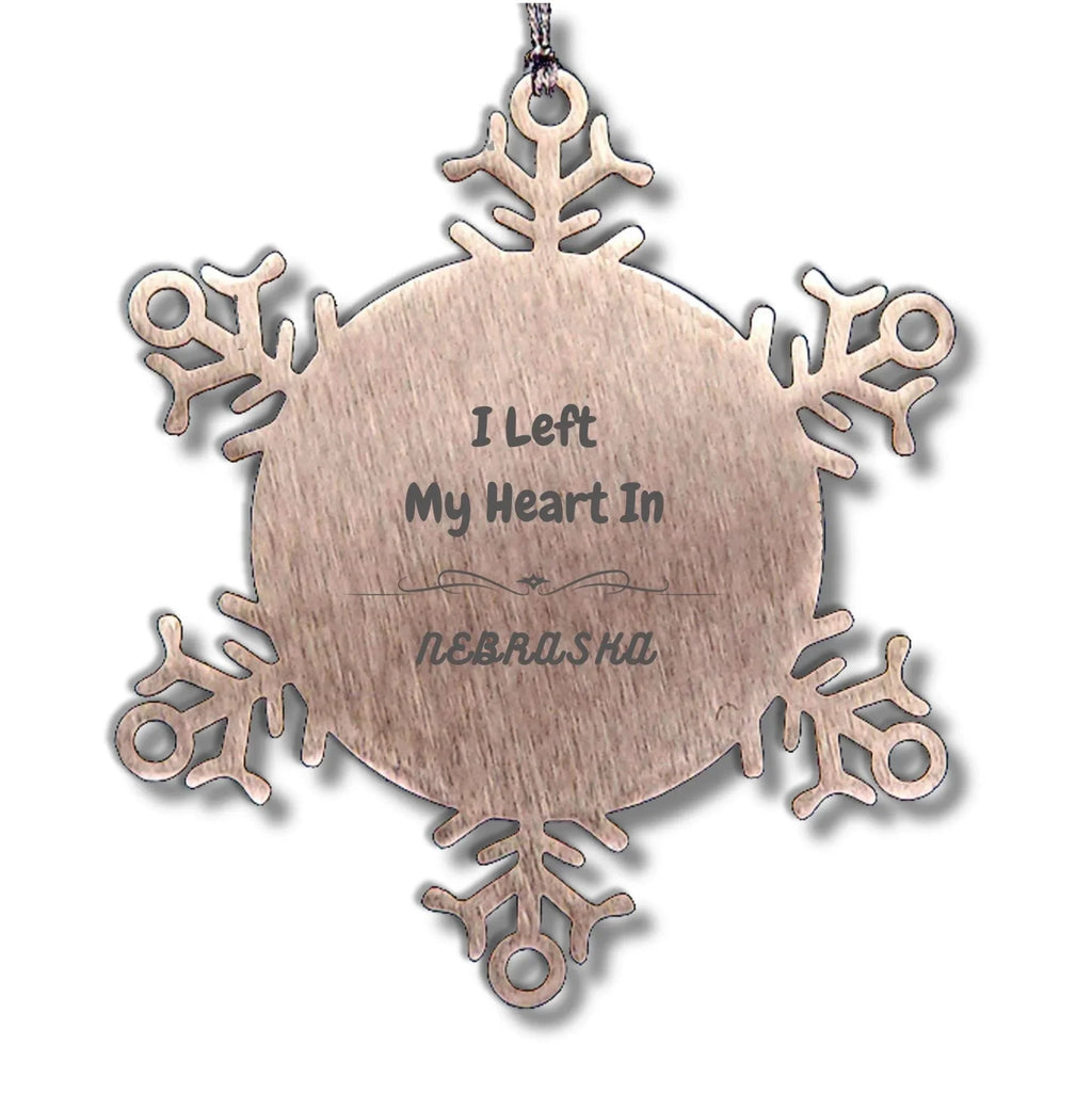 I Left My Heart In Nebraska Snowflake Ornament Christmas Gifts