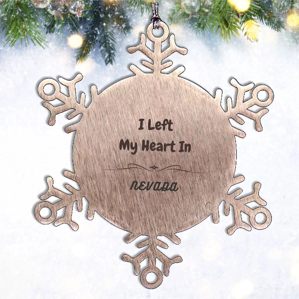 I Left My Heart In Nevada Snowflake Ornament Christmas Gifts