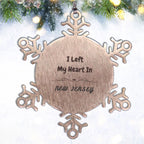 I Left My Heart In New Jersey Snowflake Ornament