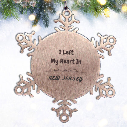 I Left My Heart In New Jersey Snowflake Ornament